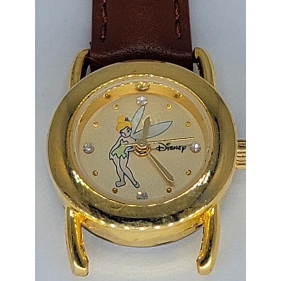 RARE TNK293 Watch Tinkerbell Disney Licensed Charm Brown Leather Band